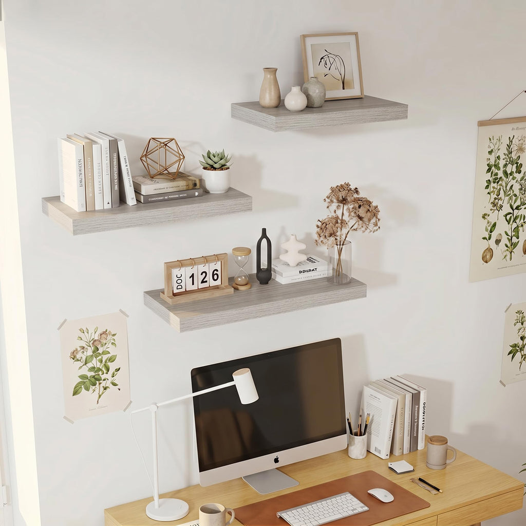 Deep Floating Shelves 40x12" Set of 2, Grey
