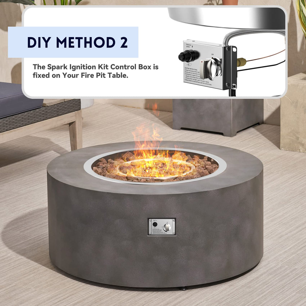 19-inch Round Stainless Steel Drop-in Fire Pit Burner Kit