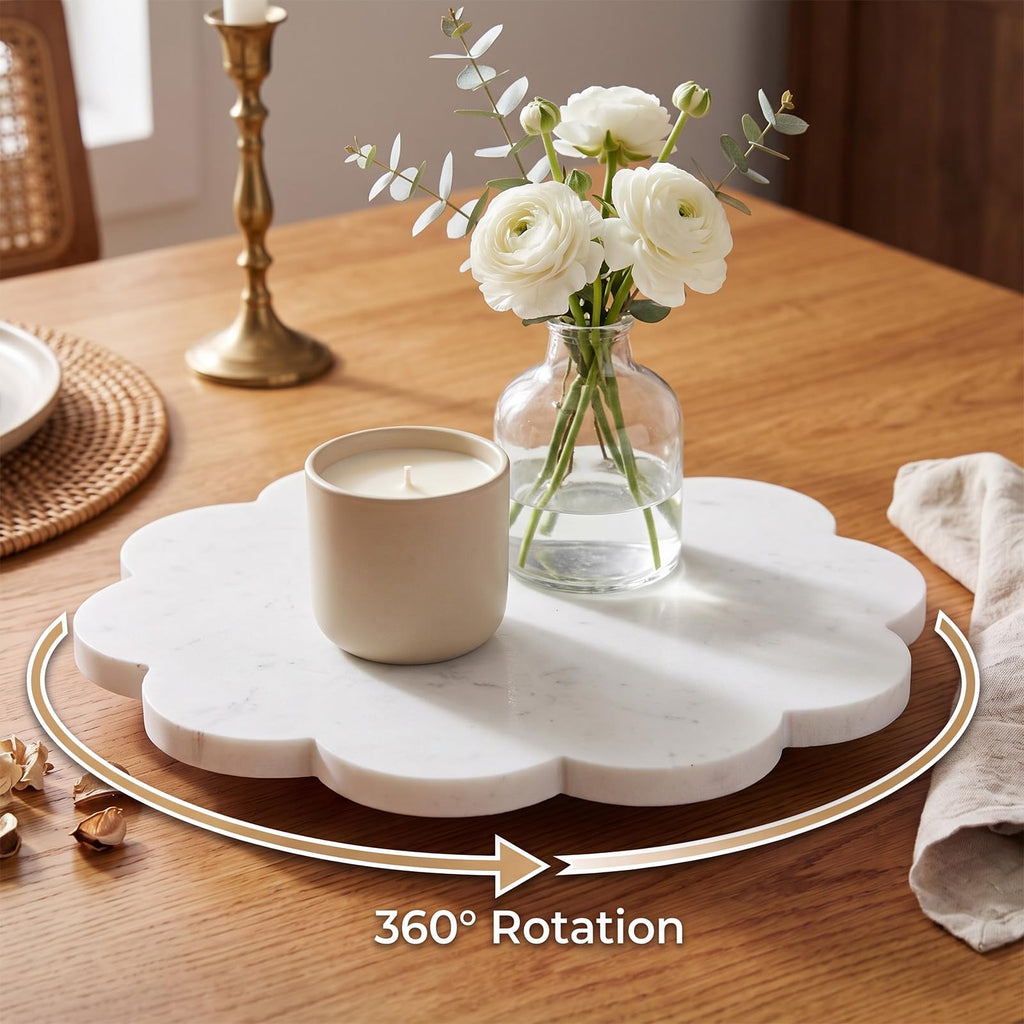 10" Scalloped Marble Lazy Susan