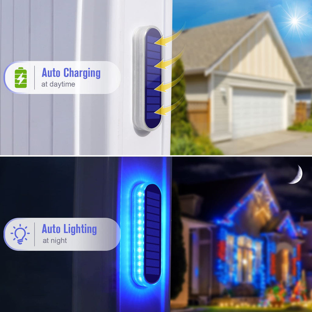 Solar Dock Deck Lights Outdoor 6Pcs Blue Solar Step Lights IP68 Waterproof