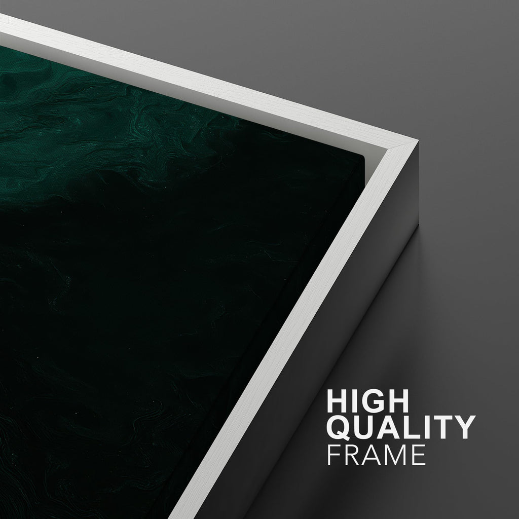 Framed Canvas Print Wall Art Set Deep Emerald Abstract Dark Green Marble Effect Illustrations Modern Art Decorative