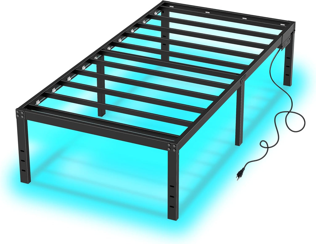 Twin Bed Frames 14 Inch Platform Bed Frame with Large Storage Space,Black Bed Frame Twin Size for Kids Heavy Duty