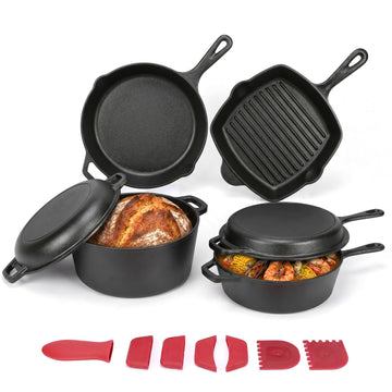6 Piece Cast Iron Cookware Set with Dutch Oven