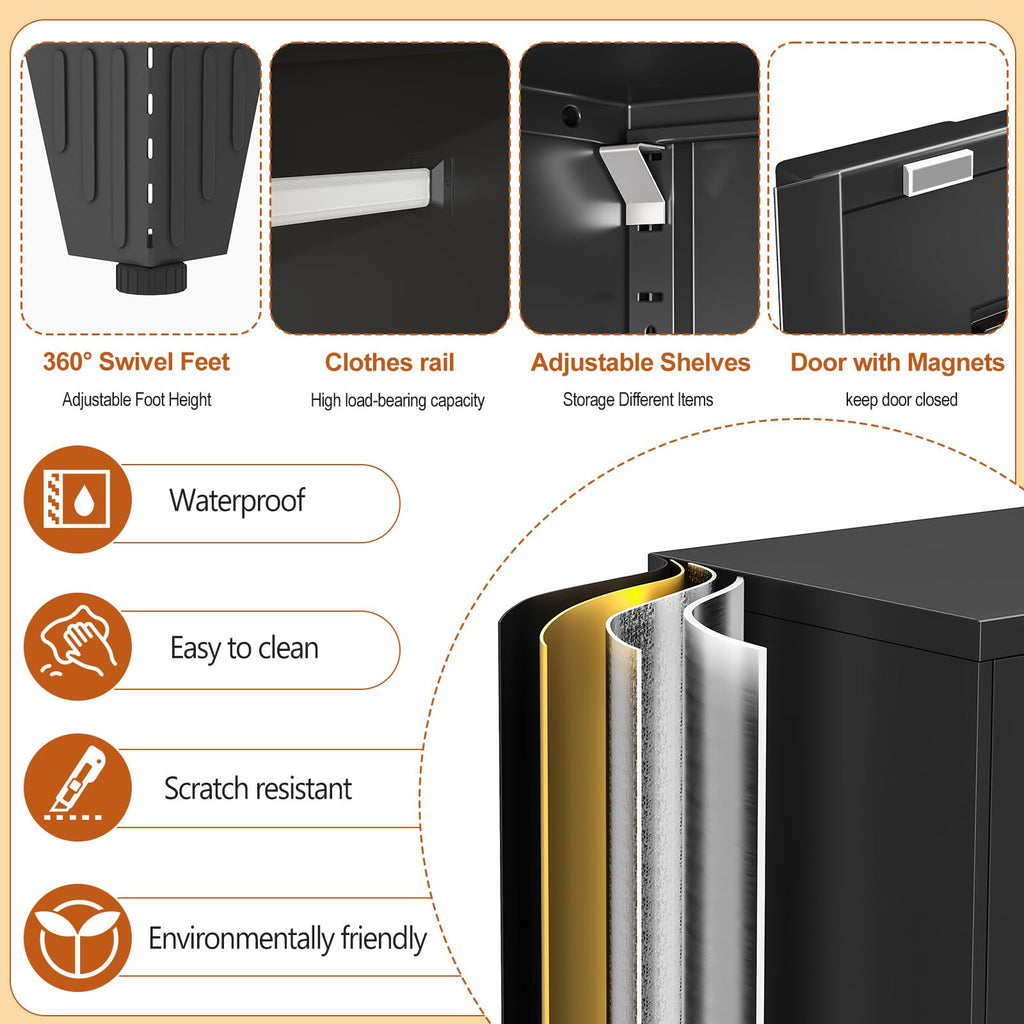 Armoire Wardrobe Closet, Bedroom Clothing Storage Cabinet Black