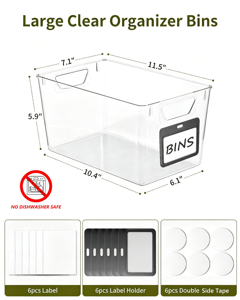 Clear Fridge Organizers and Storage Bins Container with Labels