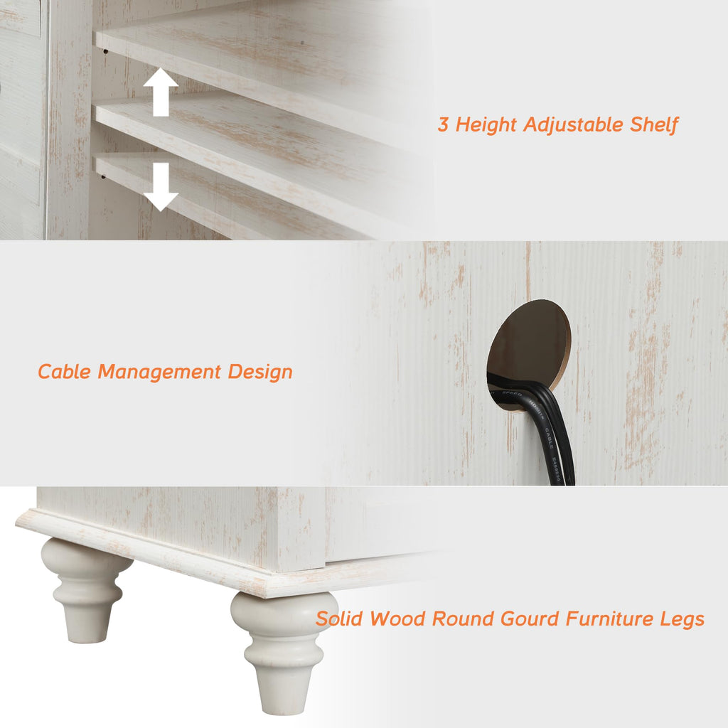 Sideboard Buffet Cabinets with Glass Door, Kitchen Storage Cabinets, Wood Coffee Bar Tables, Accent Sideboard Storage
