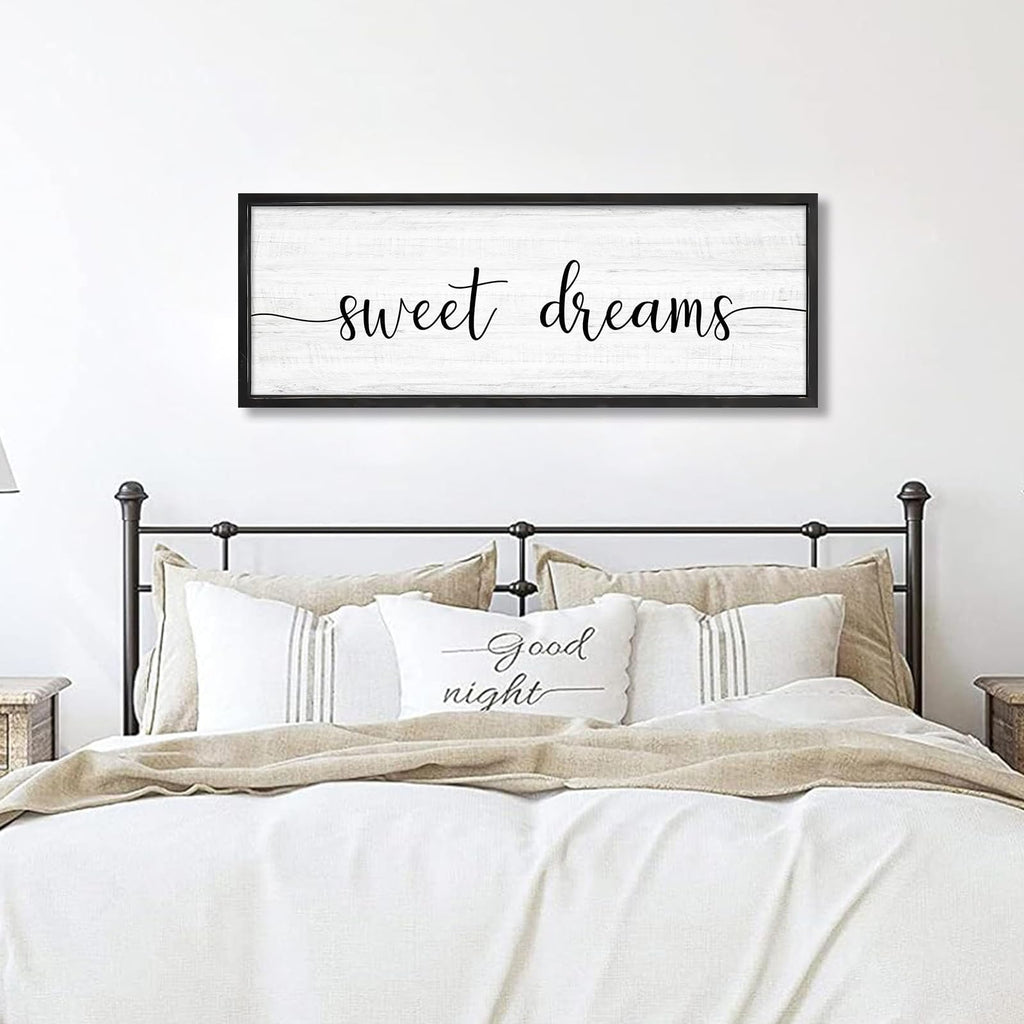 Sweet Dreams Wall Decor Above Bed 41.3''×15'' Large Farmhouse Wall Decor Guest Room Decor Framed Wood Wall Art Rustic