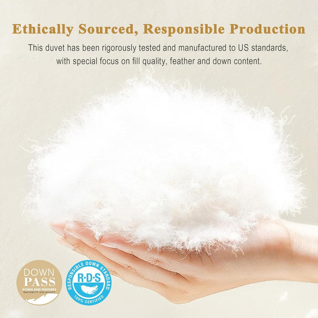 Feather Down Comforter Queen, Luxury Extra-Fluffy Duvet Insert