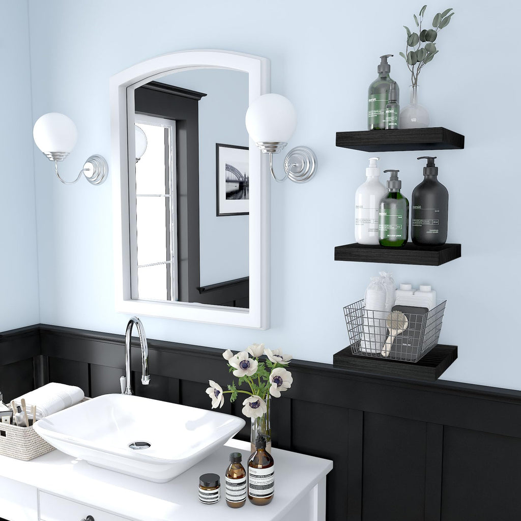 Small Floating Shelves for Wall - 9 Inch Square Black Shelves Decor Set of 3