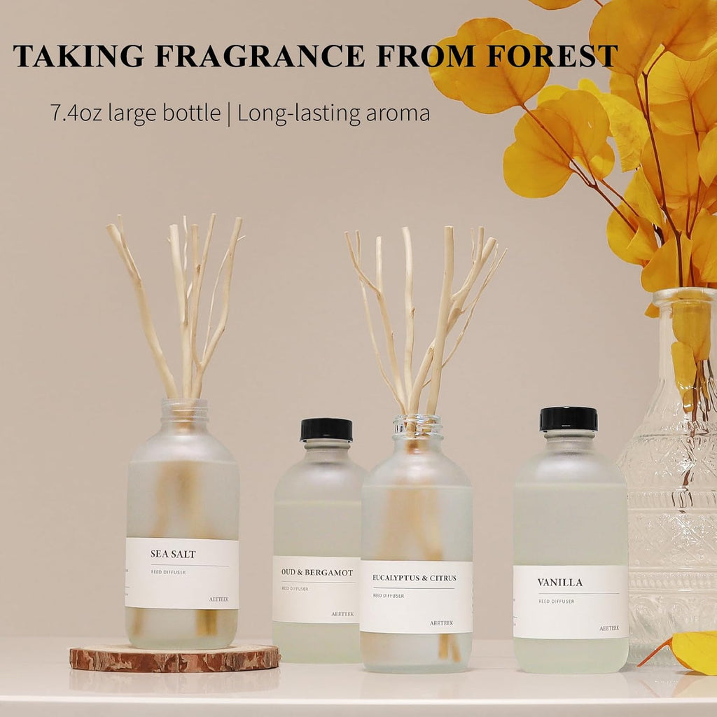 White Birch & Cedar Reed Diffuser, 7.4oz(220ml) Large Bottle Essential Oils, Scented Oil Refill for Waterless