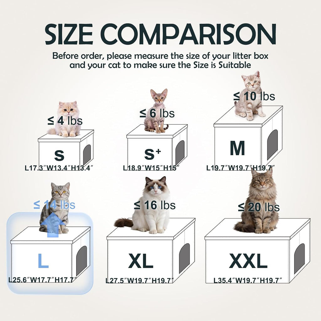 Cat Litter Box Enclosure Furniture Odor Control, Large