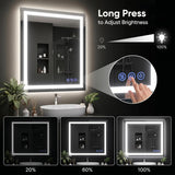 24"x 36" LED Bathroom Mirror with Lights, Anti-Fog, Dimmable, Lighted Vanity Mirror with Tempered Glass, Memory
