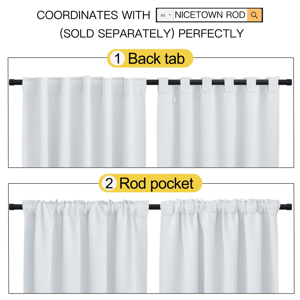 Short Curtains for Small Window - (Cloud Grey Color) W42 Wide, 2 Pieces, 40 inches Length Curtains, Modern Design