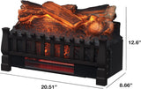 Electric Fireplace Log Set Heater for Existing Fireplaces, Infrared Flame Effect, Remote Control, Heats up to 1,000 Sq Ft