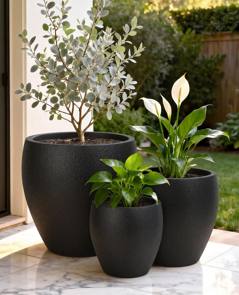 14.5/12/9.7 Inch Large Plastic Flower Pots with Drainage (3 Pcs)