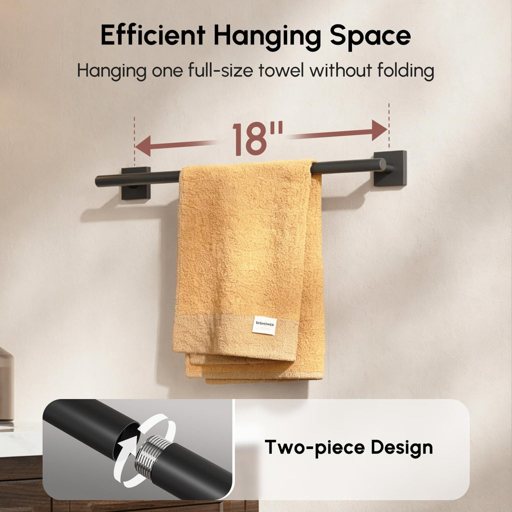 Matte Black Towel Bar, 18 Inch Towel Racks