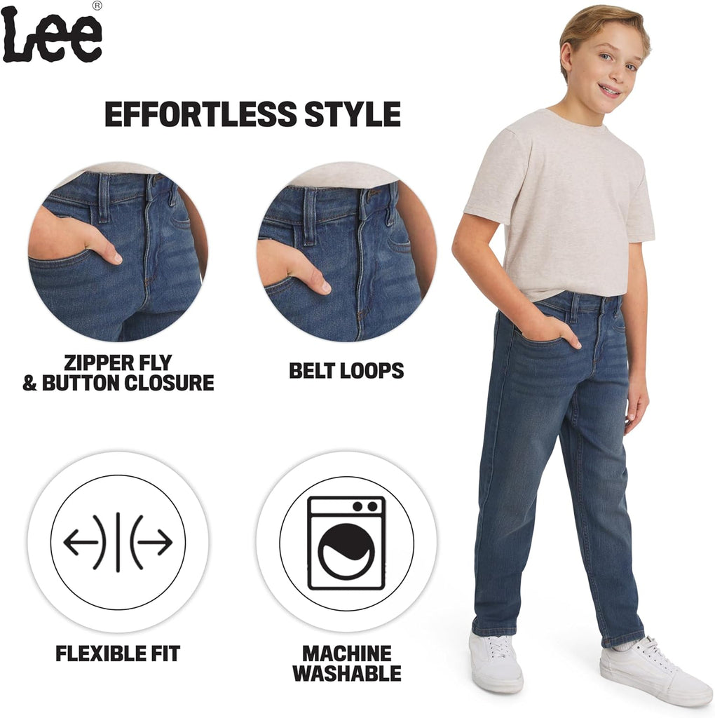 Boys' 5 Pocket Straight Fit Stretch Waist Denim Jeans
