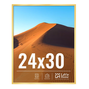 24x30 Picture Frame for Wall Display, 24x30 Gold Picture Frame with HD Plexiglas, 24 x 30 Poster Frame 1 Pack