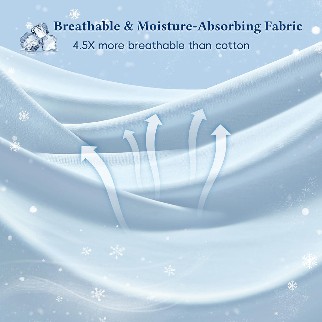 Cooling Fitted Sheet Set Q-Max > 0.48, Twin Size, Ice Blue