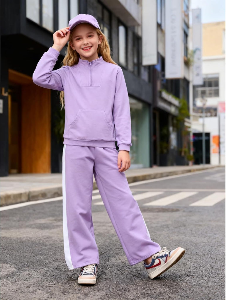 Clothes 2 Piece Sweatsuit Set Half Zip Sweatshirt & Pants Fall Winter Outfits for Teen Tween Girls