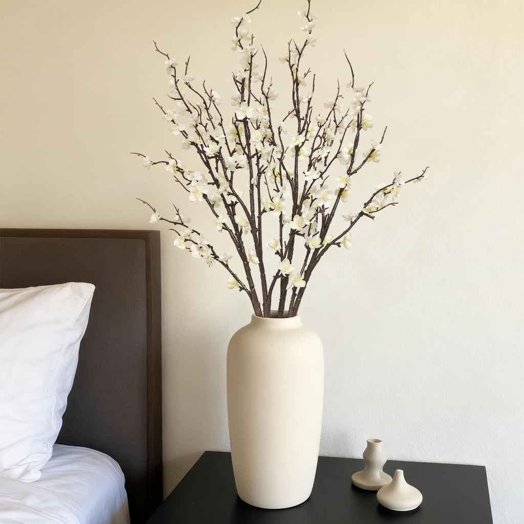 4 Pcs Cherry Blossom Branches 39 Inch White Fake Flowers