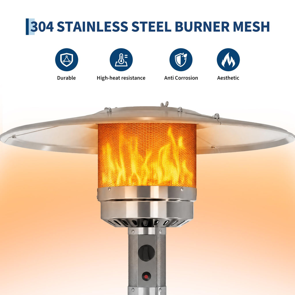 48, 000 BTU Stainless Steel Propane Patio Heater with Wheels, Bronze