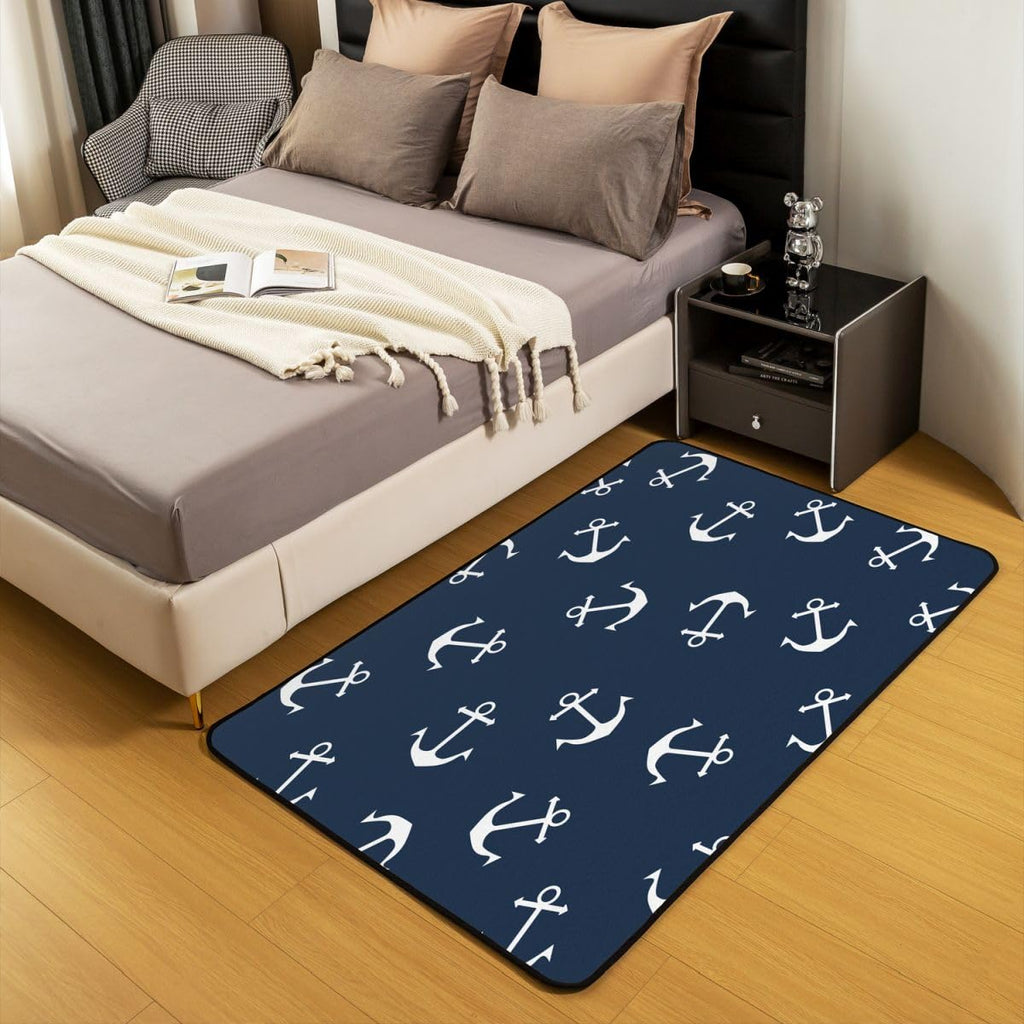 Anchor Area Rug 3x5 Anchor Decor Accent Rug Home Decor Nautical Ocean Themed Blue Decorative Rugs Indoor Floor Mat