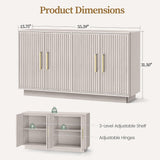 55" Modern Fluted Sideboard Buffet Cabinet, Space-Saving Storage Credenza for Home Coffee Bar