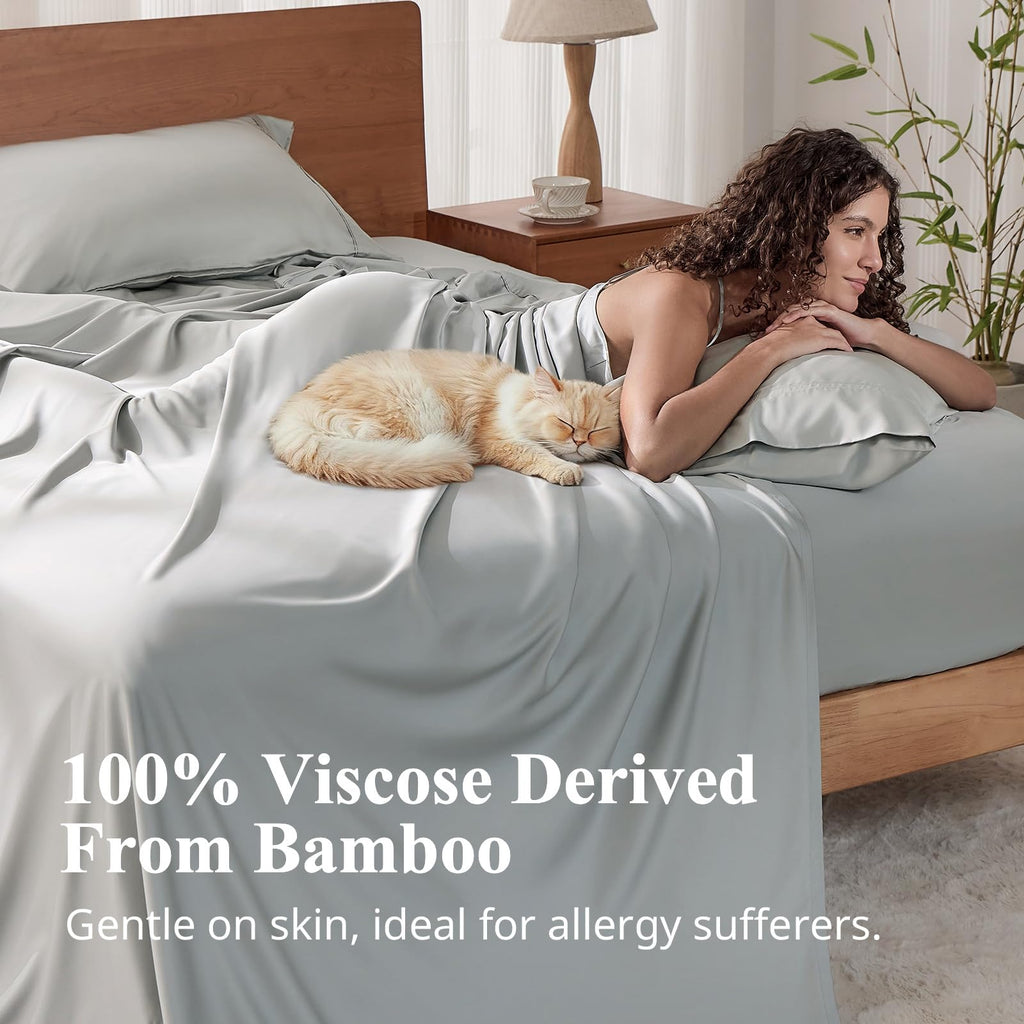Bamboo Viscose Sheet Set King Size, Cooling Sheets Bed Set