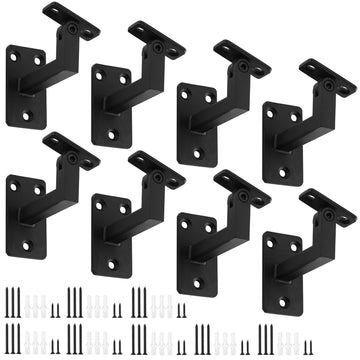 Adjustable Handrail Bracket, 3" Heavy Duty Swivel Hand Rail Bracket for Stair Railing Staircase, Matte Black (8 Pack)