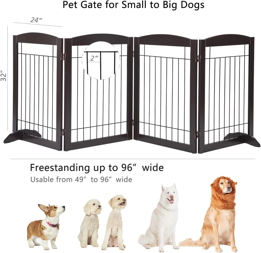 Extra Wide Foldable Dog gate for Doorway, Indoor, 96" W, 30" H
