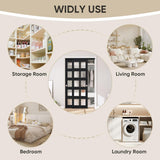 48" x 80" Sliding Closet Door, 5-Lite Frosted Glass Bypass Door with Hardware Kit & Matching Fascia,