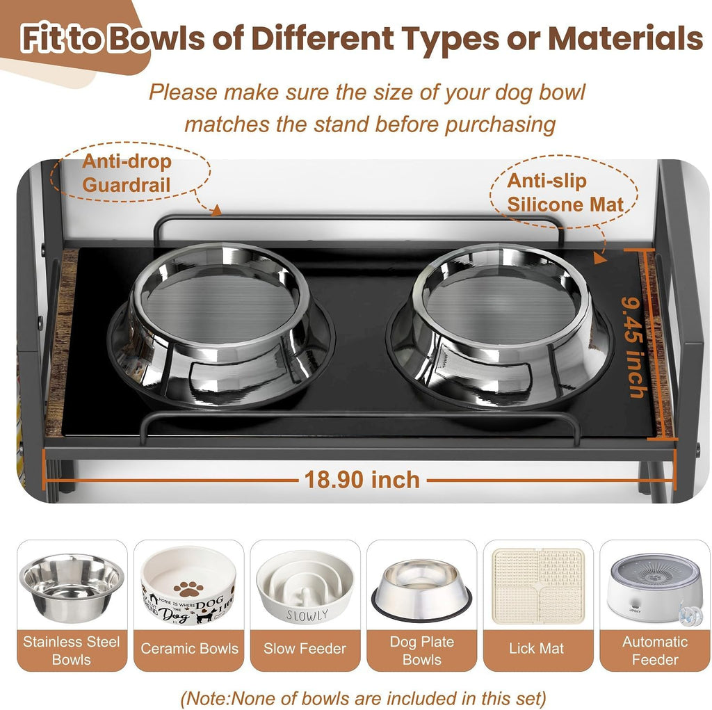 Elevated Dog Bowls Stand for X-Large & Large Breed, 7 Adjustable Heights from 2"-22" Raised Dog Feeding Station