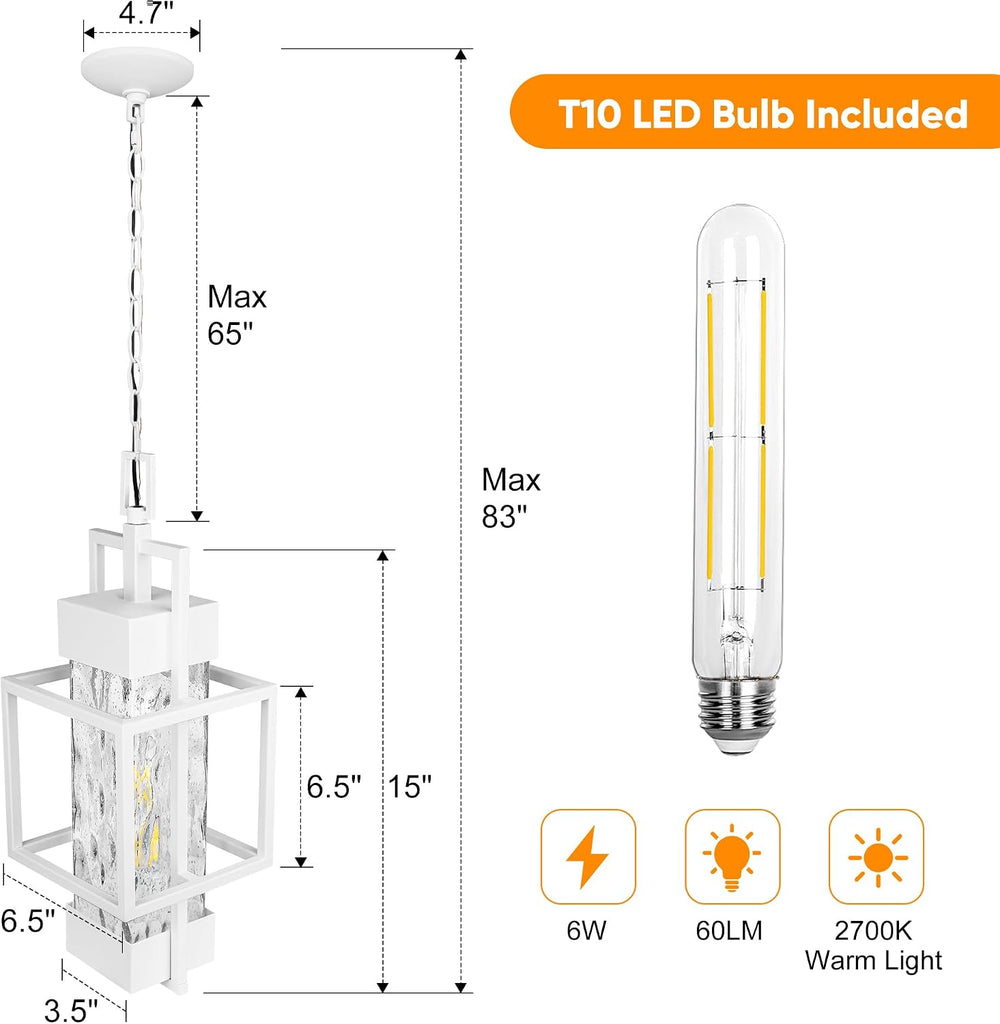 15" Outdoor Indoor Pendant Light Exterior Hanging Lantern