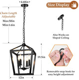 Farmhouse Chandelier 4-Light, Black Pendant Light Fixture Ceiling Hanging for Kitchen Island Dining Room, Lantern Industrial Lighting with Metal Cage Adjustable Height for Entryway Foyer A128-B0BN7WF864