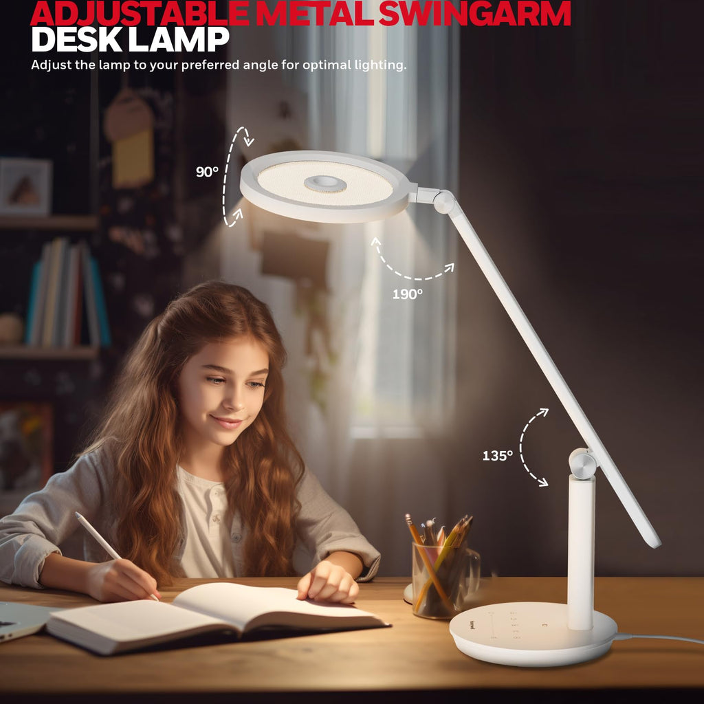 H6 Desk Lamp, Dimmable Reading Table Light, White