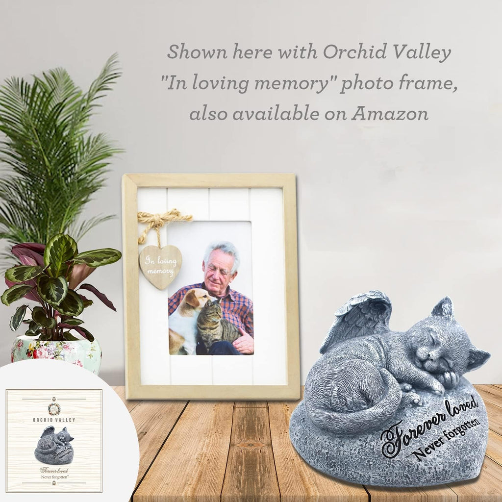Valley Sleeping Cat Garden Statue - Pet Memorial Stone - Grave Marker - Beautifully Packaged Memorial Gift