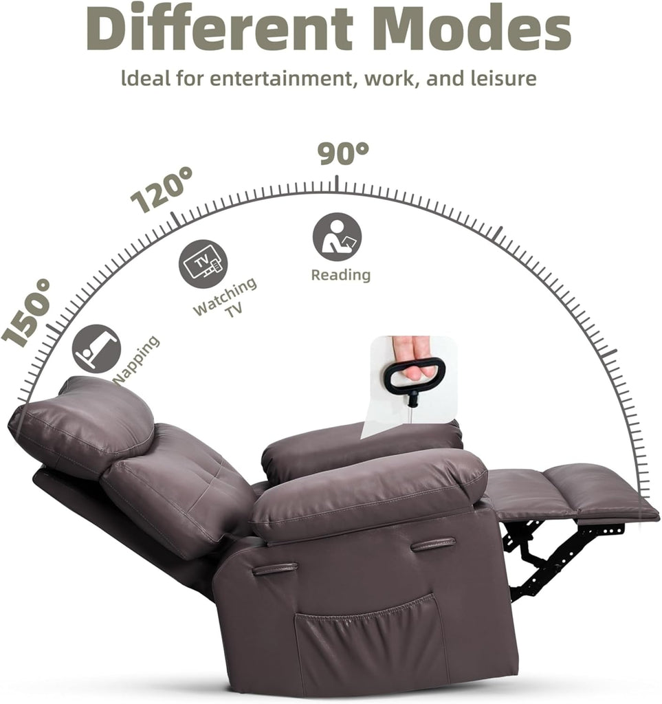 GarveeHome Oversized Recliner Chairs, Classic Manual Leather Recliner