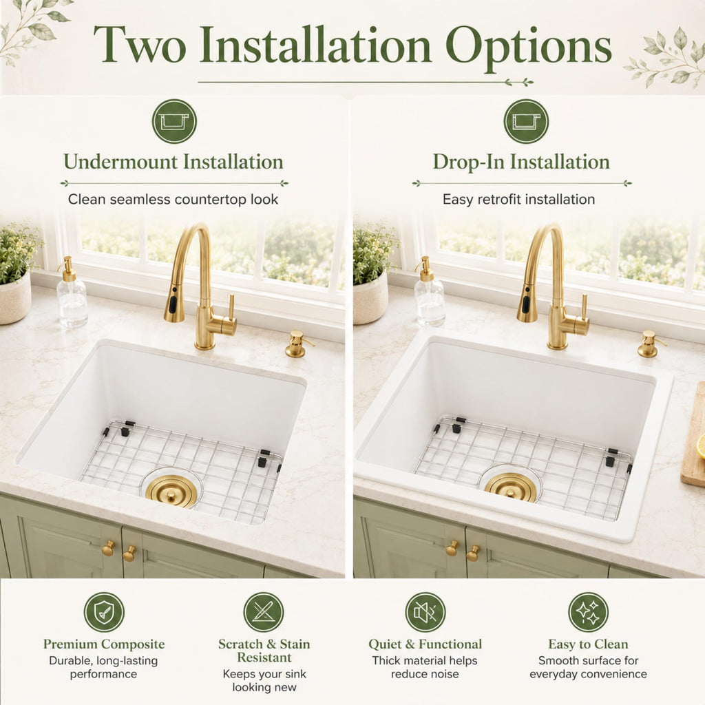 White Undermount Bar Sink 15 X17 inch, Small Composite Bar Sink