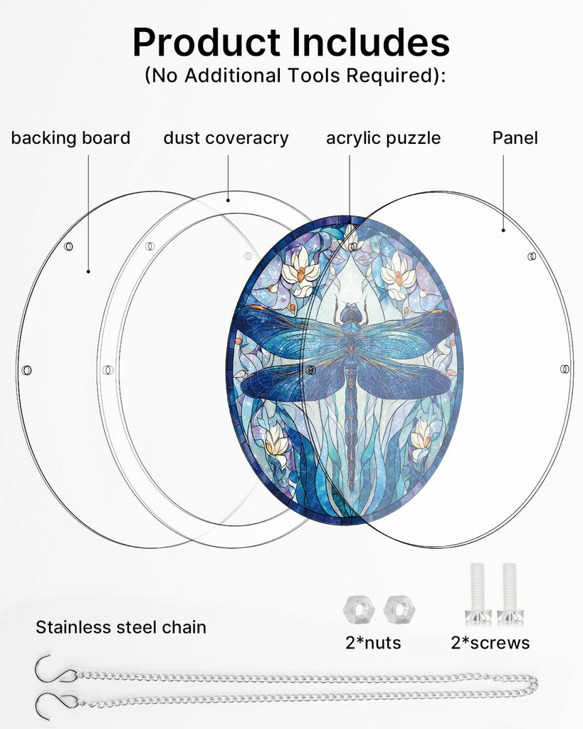 Acrylic Suncatcher Puzzle, Moonlit Dragonfly-7.4 in