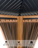 10x12 ft Hardtop Wood Gazebo for All Weather, Double Metal Roof, Heavy Duty Cedar Frame, Curtains & Netting