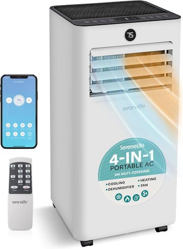 8,000 BTU Portable Air Conditioner and Heater, Small AC with Dehumidifier and Fan, Wifi Function