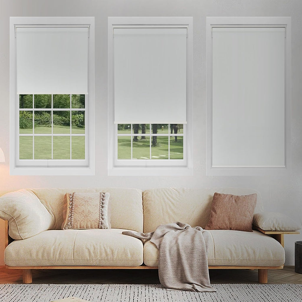 Blackout Roller Shades Cordless for Windows, 100% Room Darkening Window Blinds, Thermal Insulated UV Protection, Easy
