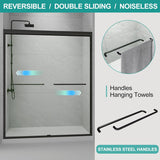 Semi-Frameless Sliding Shower Door W: 60 x H:72 Inches, Bathroom Sliding Door Easy to Install, 1/4 "Clear Glass