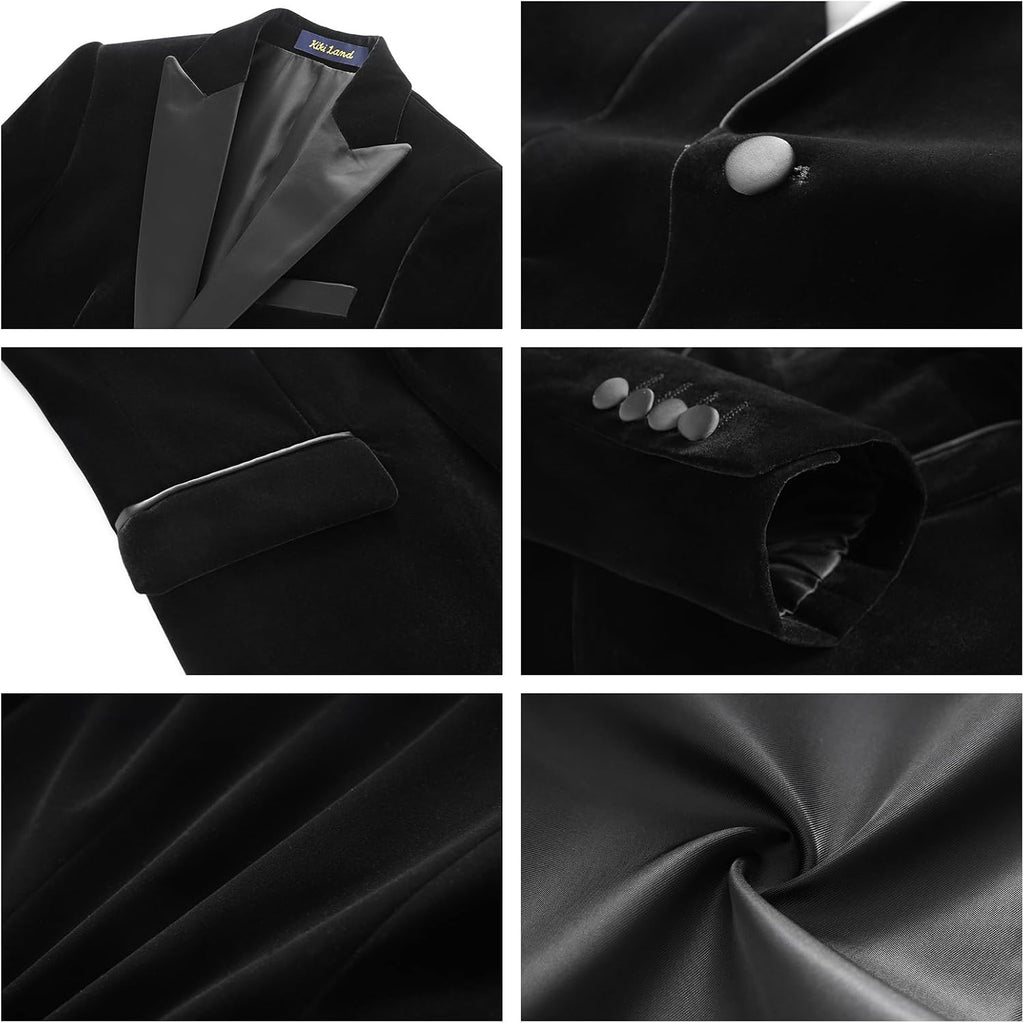 Boy Suits 2 Piece Slim Fit Formal Suit Velvet Tuxedo Suit