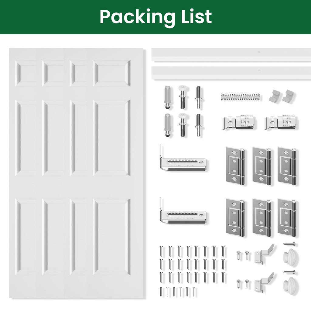 60" x 80" Paintable Bifold Door, 3-Panel Closet Doors