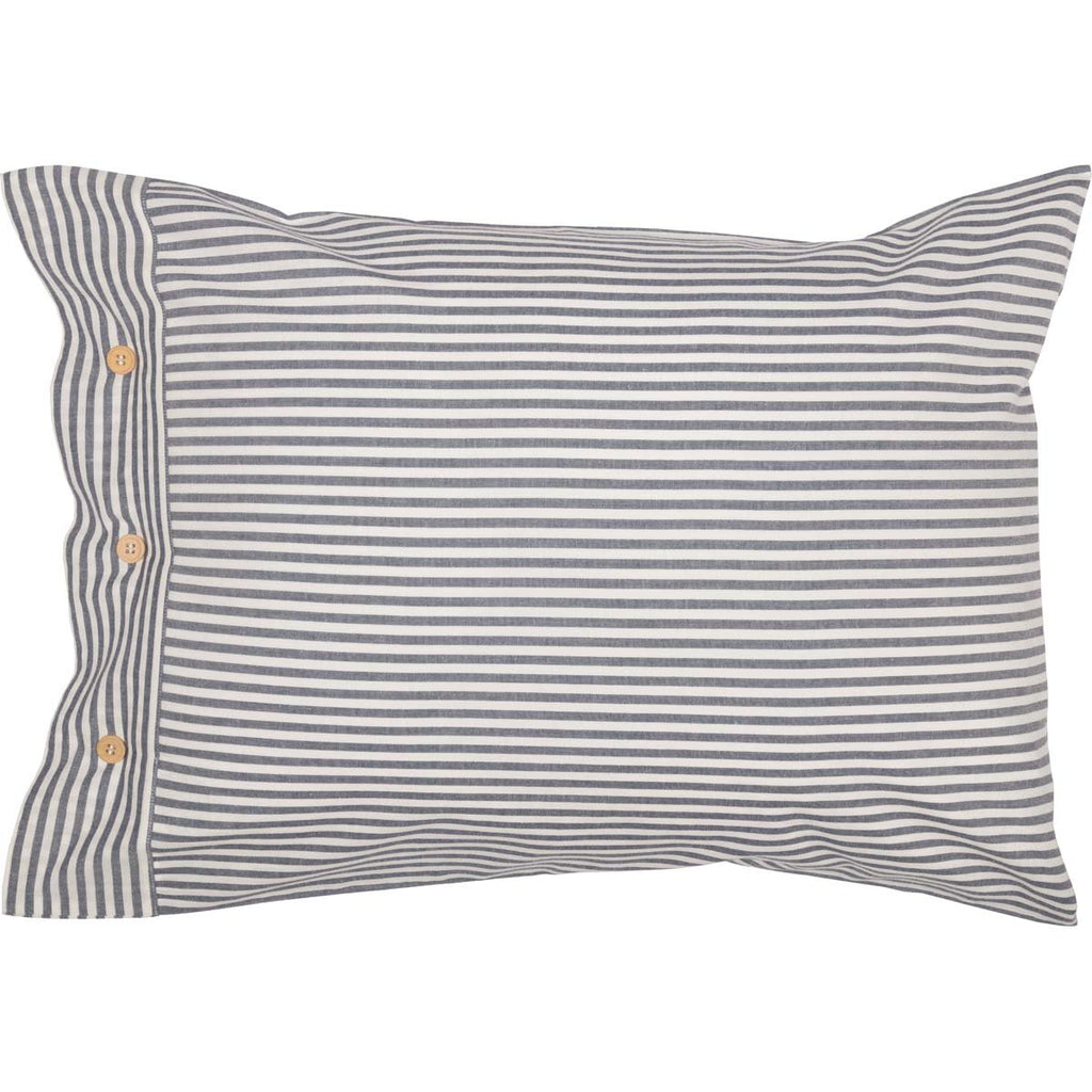 Farmhouse Ticking Stripe Blue Standard Sham, 21" x 27", 100% Cotton