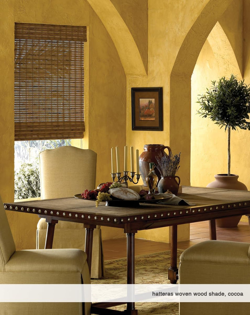 Cordless Woven Wood Roman Shades, 24W x 72H, Ashbury Camel, Sizes 20-72 Wide and 24-72 High
