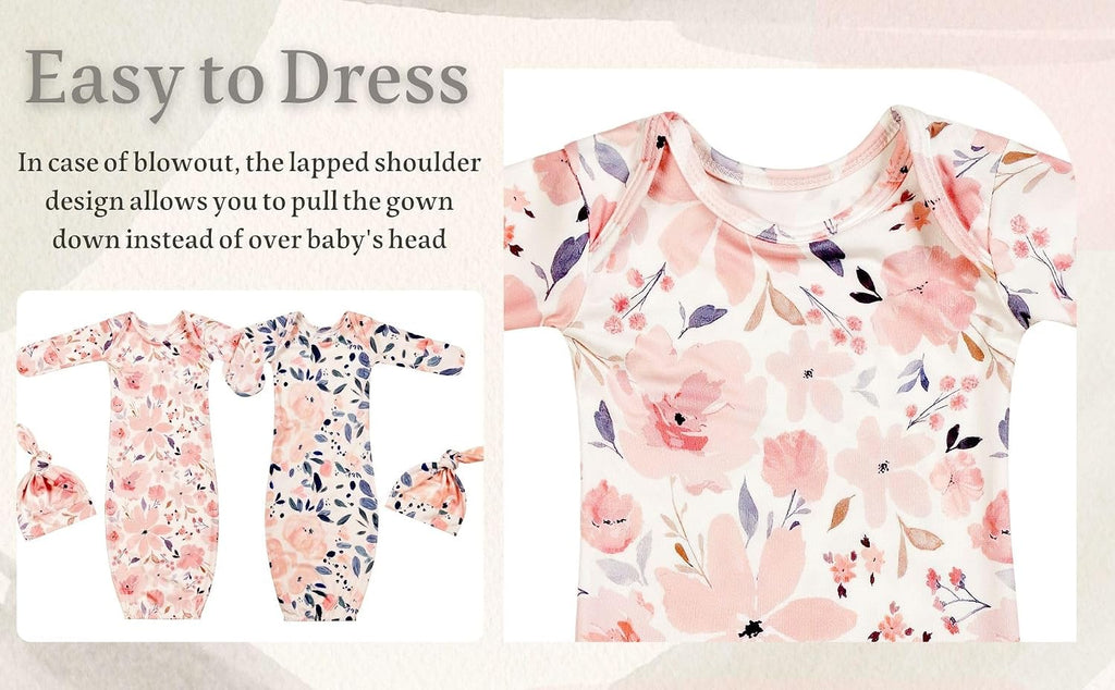 Newborn Baby Sleeper Gown with Beanie