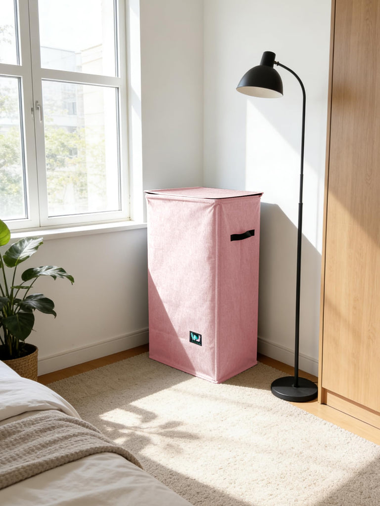 Laundry Hamper with Lid, Reinforced Sturdy Clothes Hamper with Anti-Puncture Base, Large Collapsible Laundry Basket